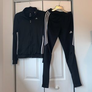 adidas track pants and zip up sweater set